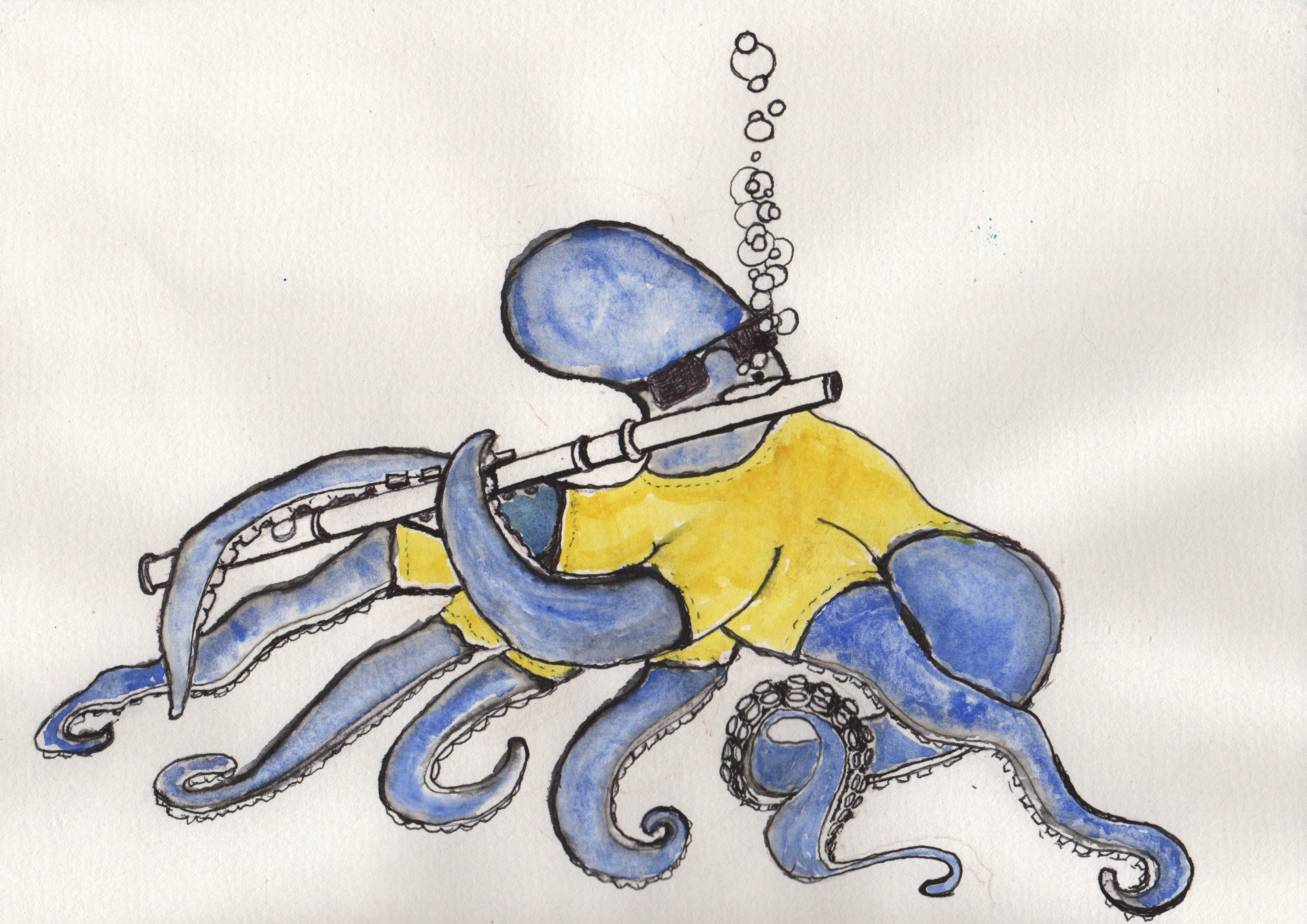 Octopus Playing Flute